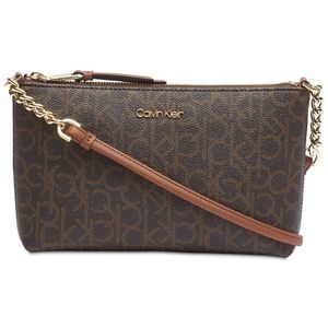 Calvin Klein Brown Leather Hayden Signature Crossbody Handbag Brown NEW